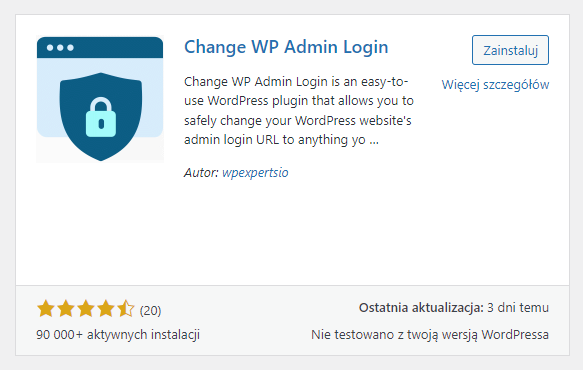 Zmień adres logowania do zaplecza WordPress za pomocą Change WP Admin Login